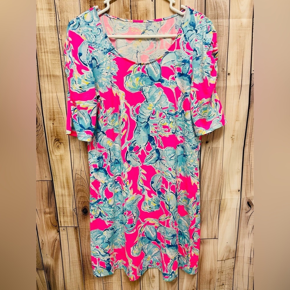 Lilly Pulitzer Lajolla Dress Raz berry Lobsters in Love Size M